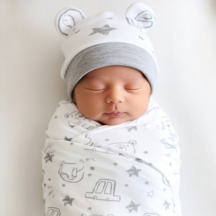 Trikotažas autiņbiksīšu kokons ar cepuri Bear Stars, 48 cm||TavsSapnis