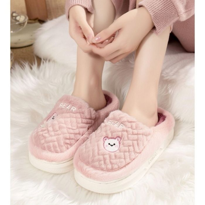 Sieviešu čības ar kažokādu Pink Bear, 38 izmērs||TavsSapnis