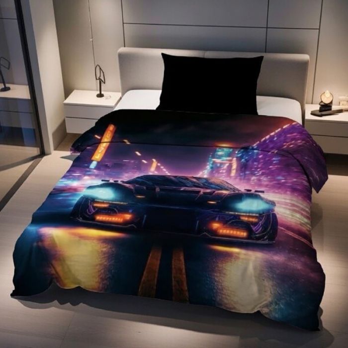 Gultas veļas komplekts Neon Car, 140x200, 70x90 cm||TavsSapnis