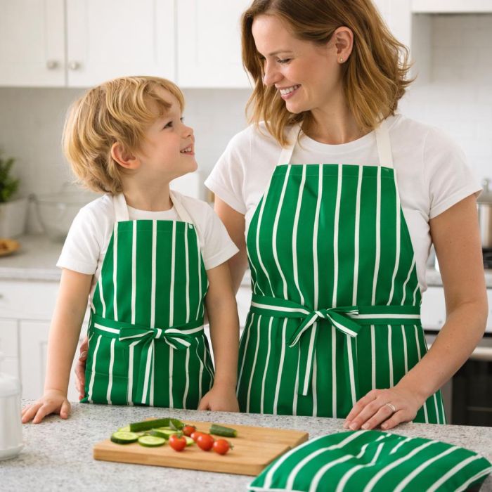 Izturīgs kokvilnas audums, Green Stripes||TavsSapnis