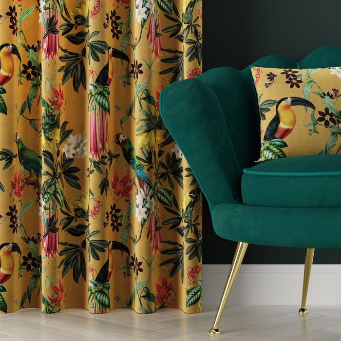 Velūra dekoru audums Paradīzes putni||TavsSapnis