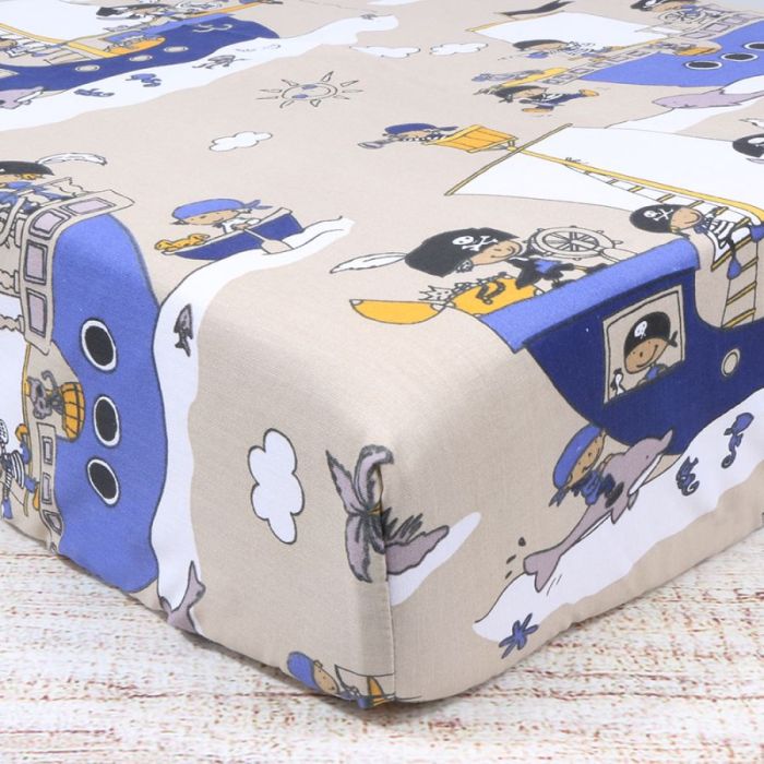 Audekla palags ar gumiju Pirāti, 90x200 cm ||TavsSapnis