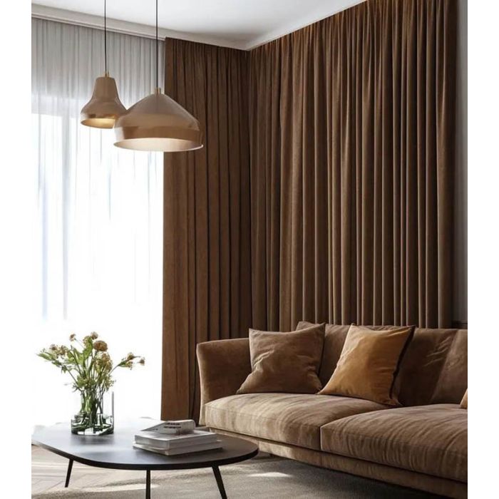 Izmērīts velūra aizkars Matte Brown, augstums 320 cm||TavsSapnis