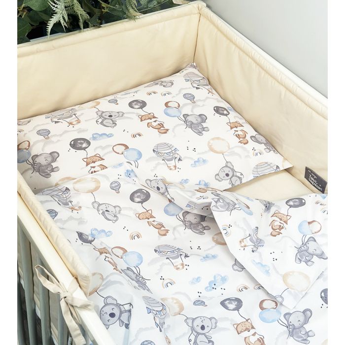 4 daļas gultas veļas komplekts Baloni, 100x135, 40x60 cm ar aizsargu un palagu||TavsSapnis