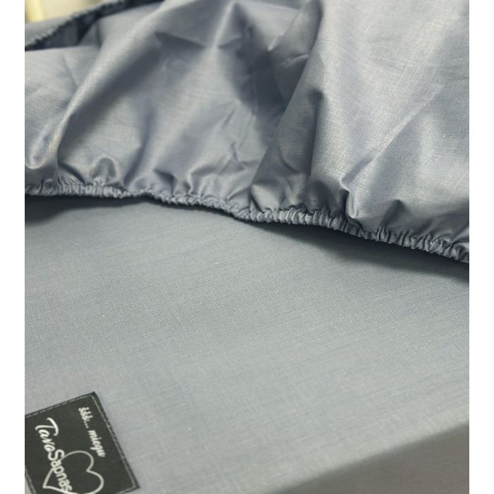 Audekla palags ar gumiju Zilganpelēks, 90x200 cm ||TavsSapnis