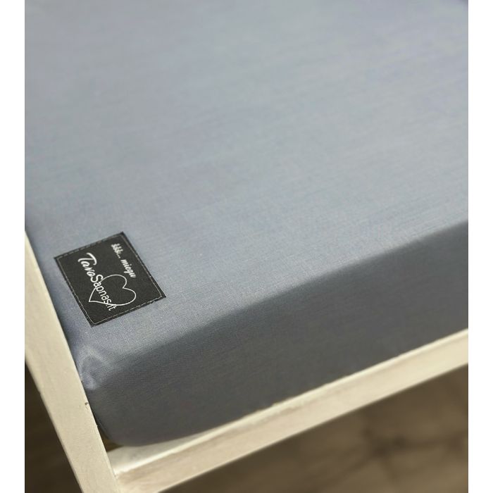 Audekla palags ar gumiju Zilganpelēks, 90x200 cm ||TavsSapnis