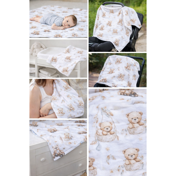 Flaneļa autiņi Sweet Teddy, 70x100 cm||TavsSapnis