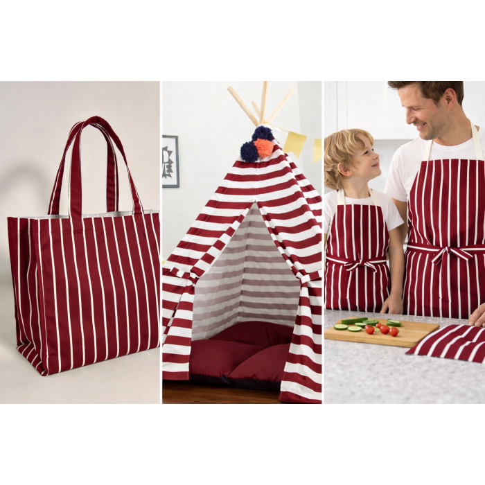 Izturīgs kokvilnas audums, Bordo Stripes||TavsSapnis