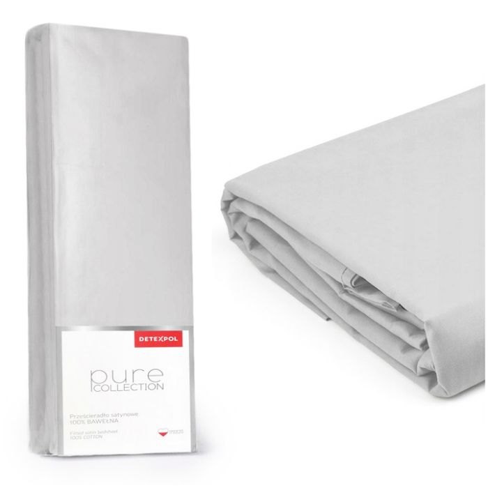 Pure Collection satīna palags ar gumiju SILVER, 160x200 cm||TavsSapnis