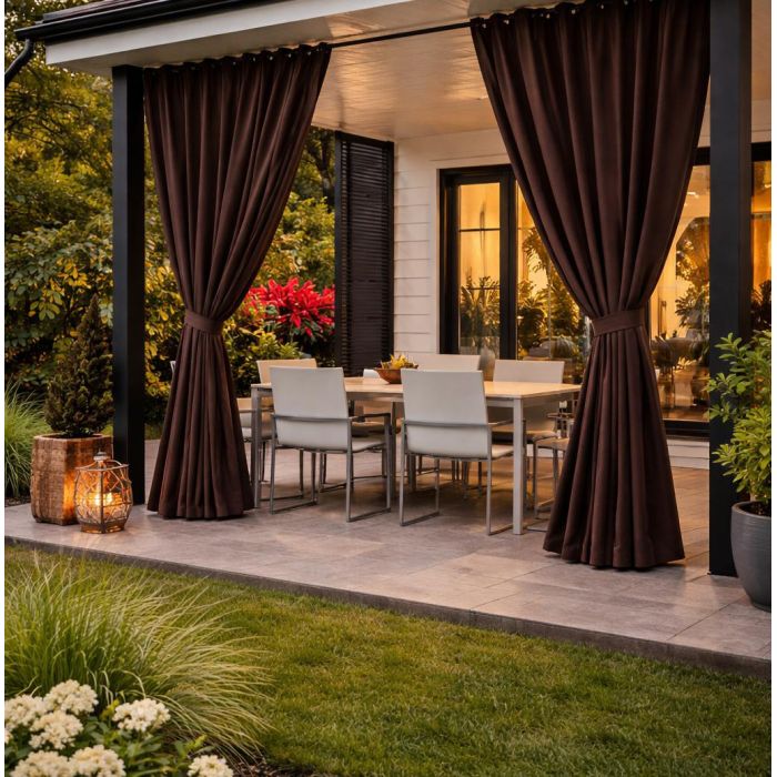 Šūts terases aizkars, ar sasienamo lenti, Tumši brūna||TavsSapnis