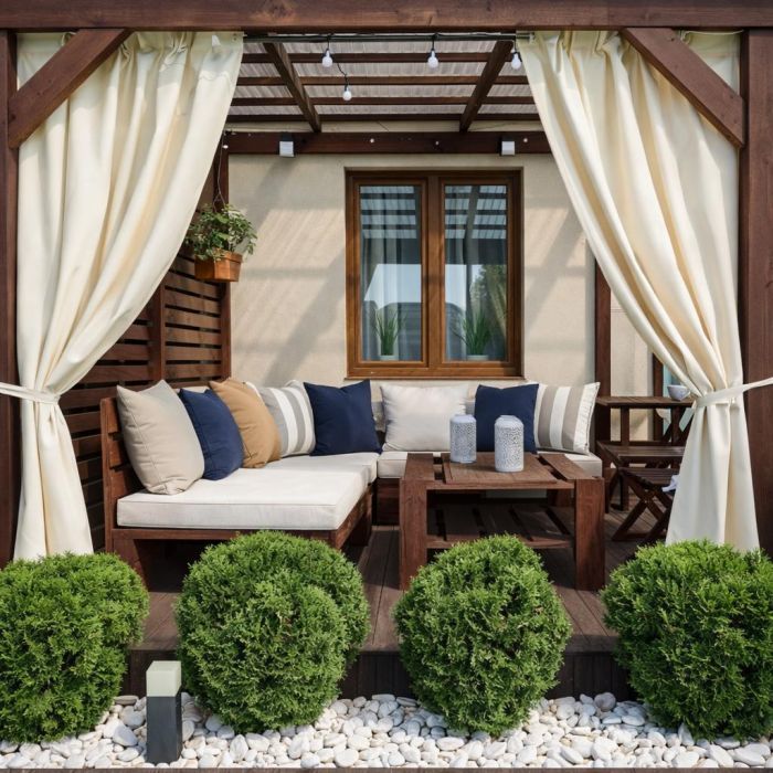 Šūts terases aizkars, ar sasienamo lenti, Dzeltens krēms||TavsSapnis