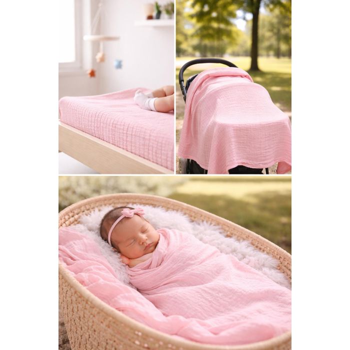 Muslīna autiņš Rozā, 65x80 cm||TavsSapnis