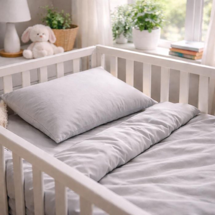 Kokvilnas gultas veļas komplekts zīdainim Pelēks sapnis, 90x120, 40x60 cm||TavsSapnis