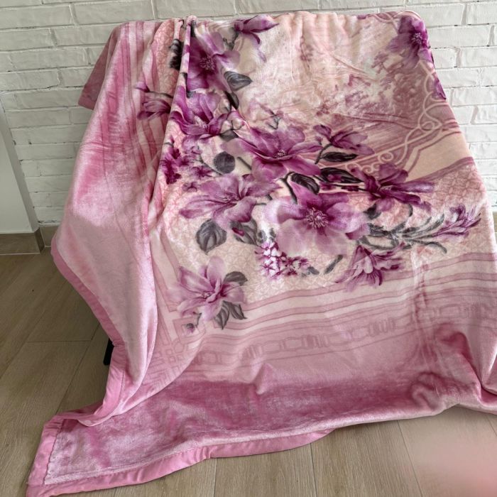 Plīša pleds Pink Flowers, 200x220cm||TavsSapnis