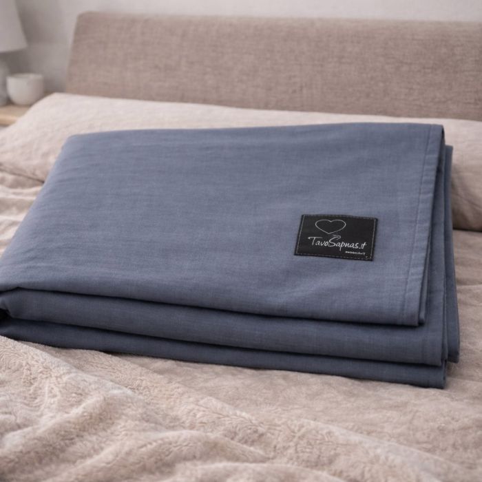 Kokvilnas palags bez gumijas Zili pelēks, 160x200 cm||TavsSapnis