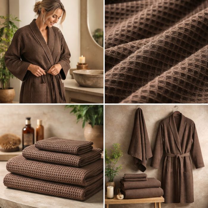 Kokvilnas audums WAFFLE brūns||TavsSapnis