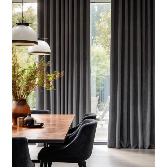 Izmērīts velūra aizkars Matte Dark Grey, augstums 320 cm||TavsSapnis
