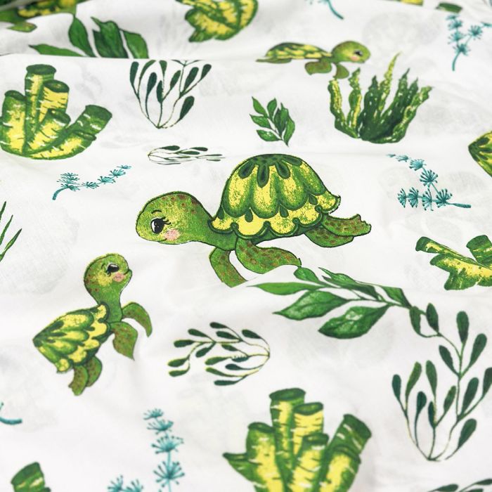 Kokvilnas audums gultasveļai, Bruņurupuči, 0.55x1.60m||TavsSapnis