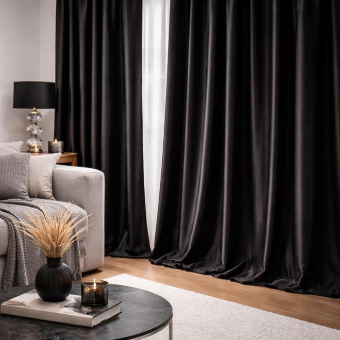 Mērāmi nakts aizkari Classic Black, augstums 285 cm||TavsSapnis