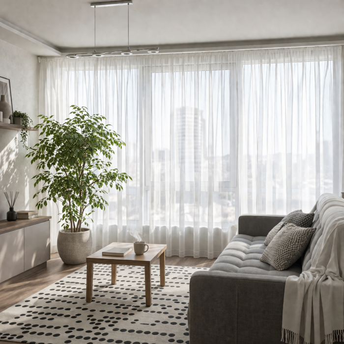 Mērāmi dienas aizkari Atlas Ecru, augstums 320 cm||TavsSapnis