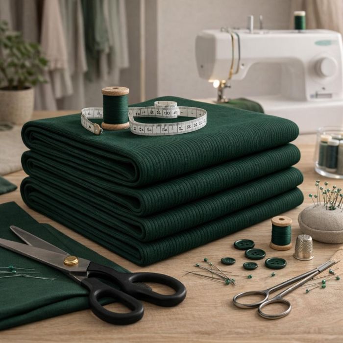 Rib trikotāža tumši zaļš, 0.50x1.25m||TavsSapnis