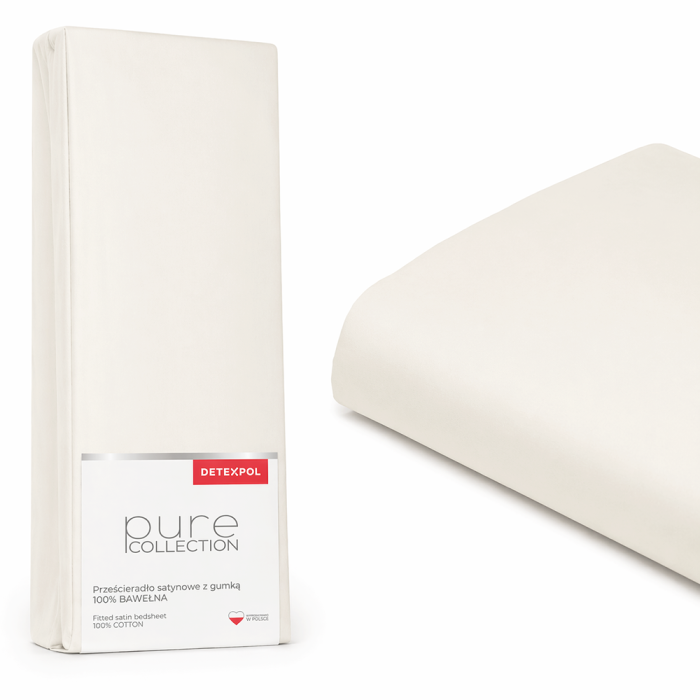Pure Collection satīna palags ar gumiju ECRU, 180x200 cm||TavsSapnis