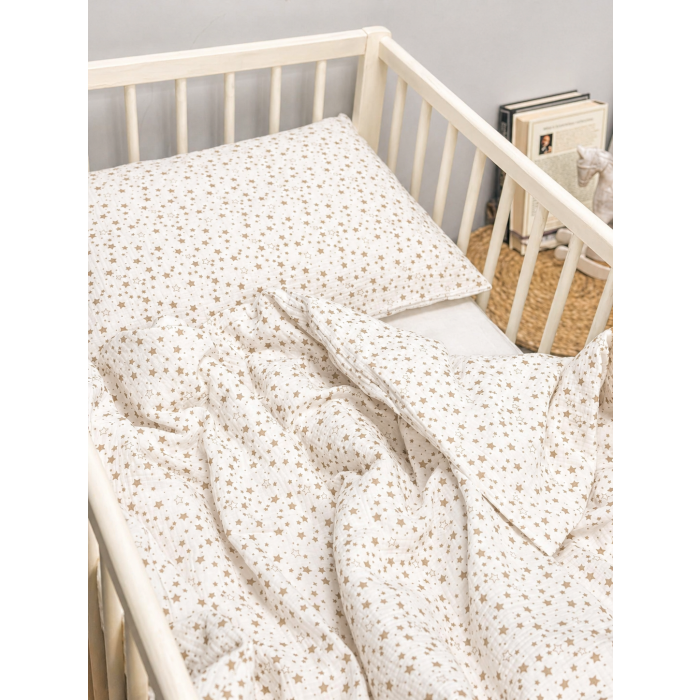 Muslīna (double gauze) gultas veļas komplekts Mini Stars, 100x135, 40x60 cm||TavsSapnis