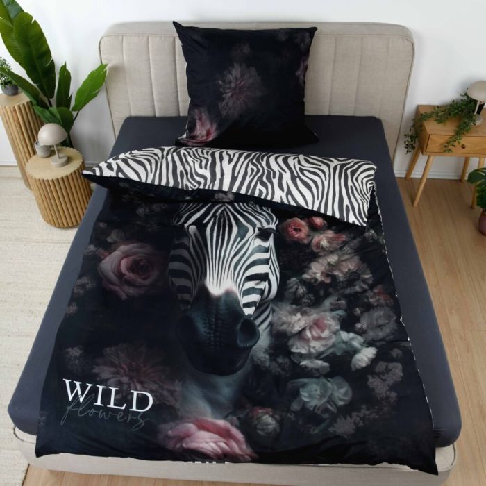 Gultas veļas komplekts Wild Flowers Zebra, 135x200, 80x80 cm||TavsSapnis