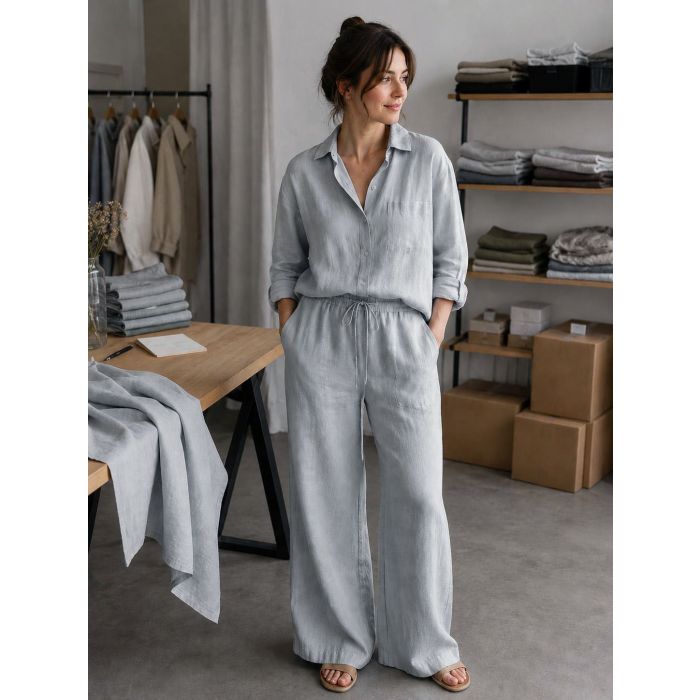 Mīksts mazgāts lins Grey Blue||TavsSapnis