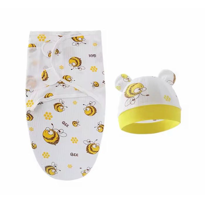 Trikotažas autiņbiksīšu kokons ar cepuri Bees, 48 cm||TavsSapnis