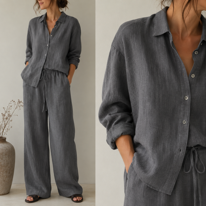 Mīksts mazgāts lins Dark Grey||TavsSapnis