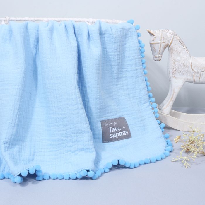 Muslin pleds Baby Blue, 65x80 cm||TavsSapnis