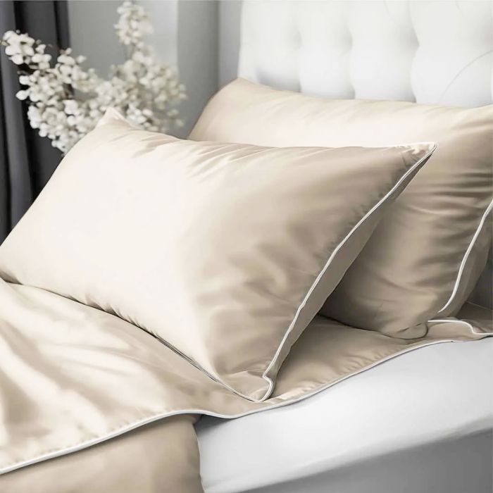 Pure Collection mako satīna gultasveļa Sand Beige, 140x200, 70x80 cm||TavsSapnis