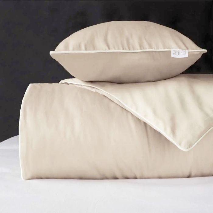 Pure Collection mako satīna gultasveļa Sand Beige, 140x200, 70x80 cm||TavsSapnis
