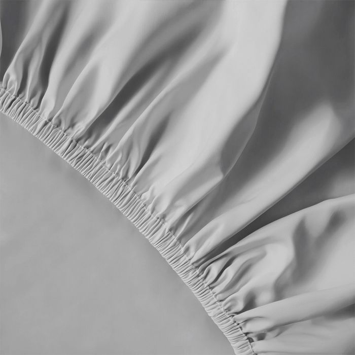 Pure Collection satīna palags ar gumiju LIGHT GREY, 200x220 cm||TavsSapnis