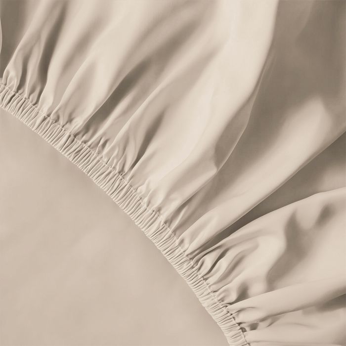 Pure Collection satīna palags ar gumiju SAND BEIGE, 160x200 cm||TavsSapnis