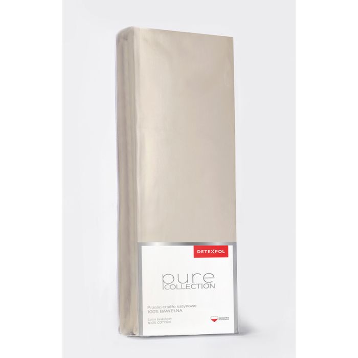 Pure Collection satīna palags ar gumiju SAND BEIGE, 160x200 cm||TavsSapnis
