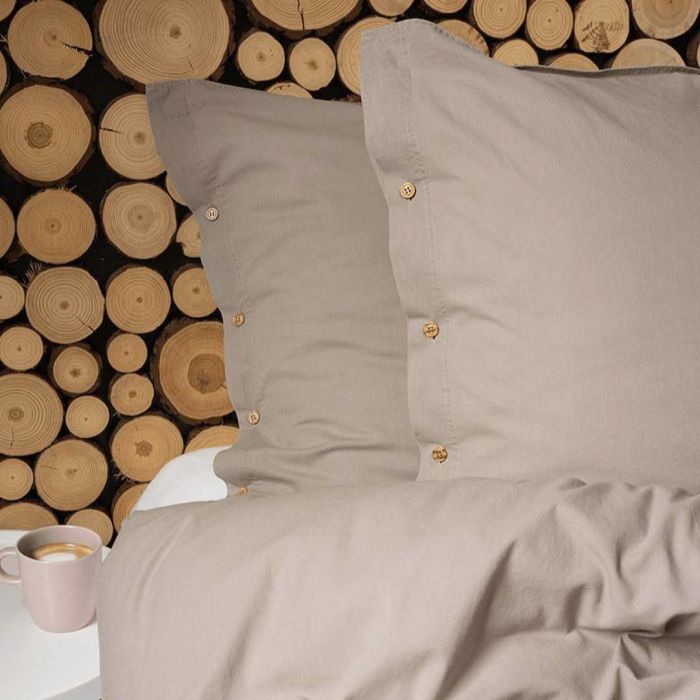 Kokvilnas gultasveļa PURE ECO LINE Taupe, 200x220, 70x80 cm||TavsSapnis