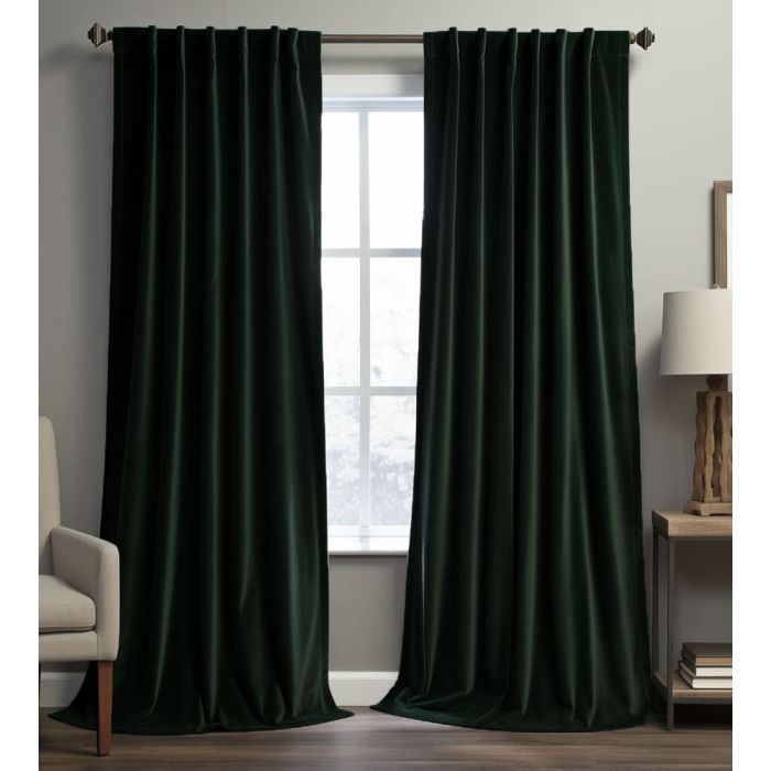 Karaliskais velūra nakts aizkaru komplekts Dark Green, platums 340 cm||TavsSapnis