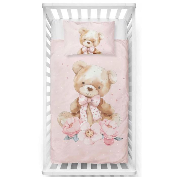 Divpusēja gultasveļa Pink Teddy Bear, 90x120, 40x60 cm||TavsSapnis
