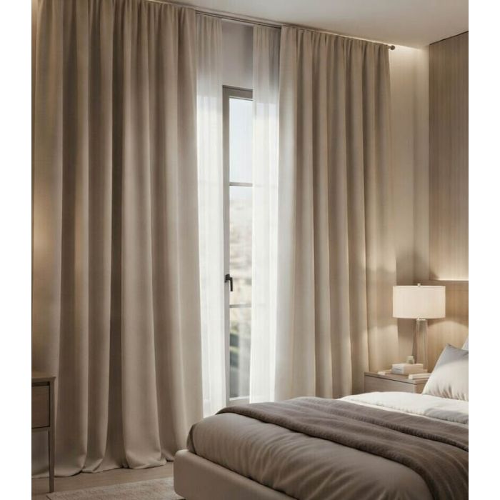 Velūrs nakts aizkaru komplekts Matte Beige, platums 320 cm||TavsSapnis