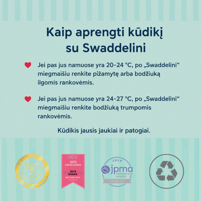Liels Swaddelini autiņmaiss Pink, 5.4–8.2 kg, neilons||TavsSapnis