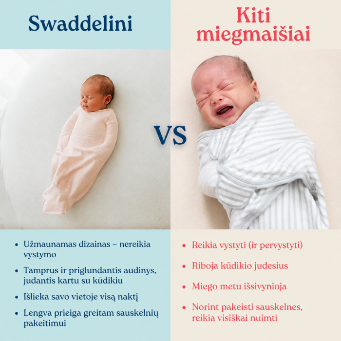 Liels Swaddelini autiņmaiss Lavender, 5.4-8.2 kg, neilons||TavsSapnis