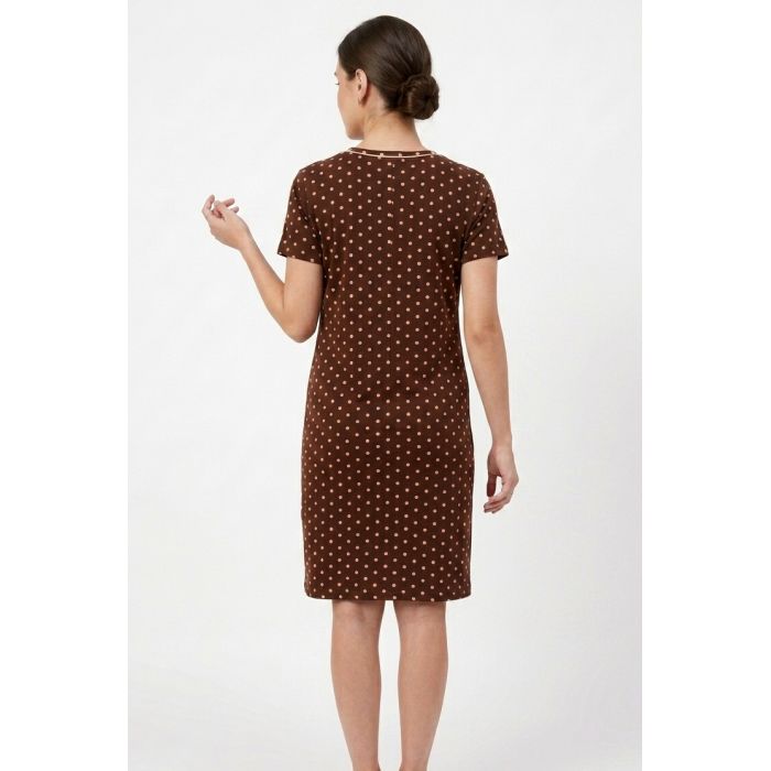 Kokvilnas naktsveļa barojošai māmiņai Brown Dots, L izmērs||TavsSapnis