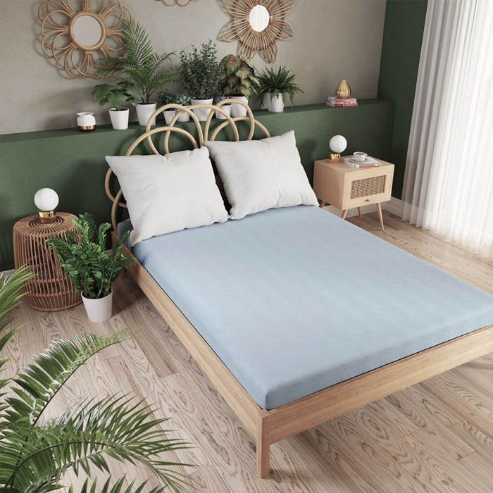 Trikotāžas palags ar gumiju Premium, gaiši zils, 120x200 cm||TavsSapnis