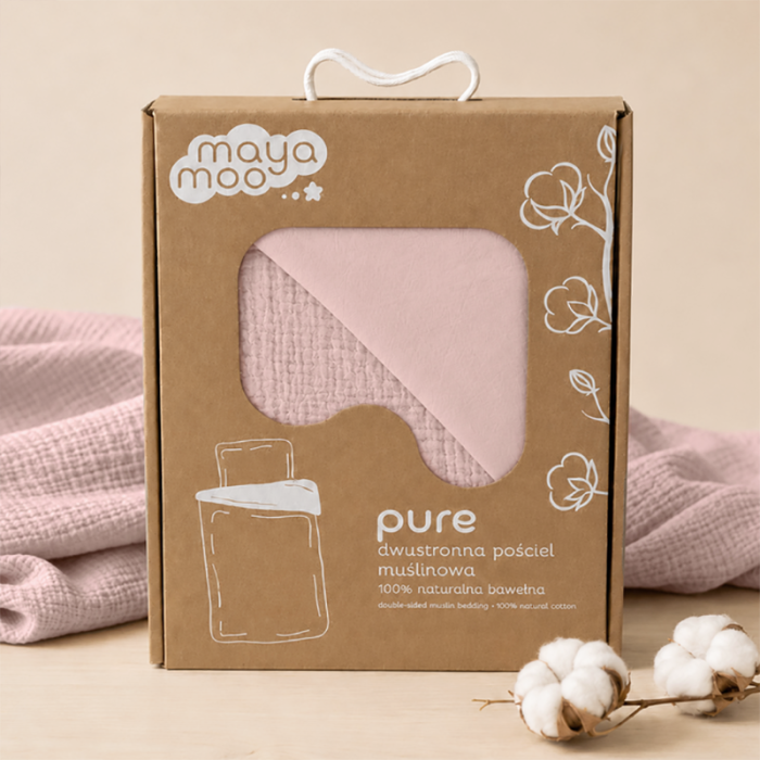 Divpusēja muslīna gultasveļa Pure Ash Pink, 100x135, 40x60 cm||TavsSapnis