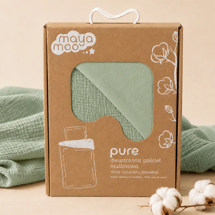 Divpusēja muslīna gultasveļa Pure Mint, 90x120, 40x60 cm||TavsSapnis