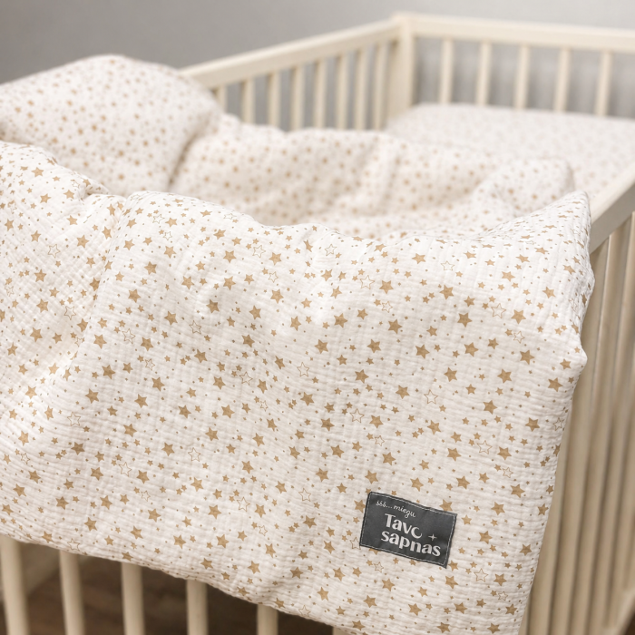 Muslīna (double gauze) gultas veļas komplekts Mini Stars, 110x140, 40x60 cm||TavsSapnis
