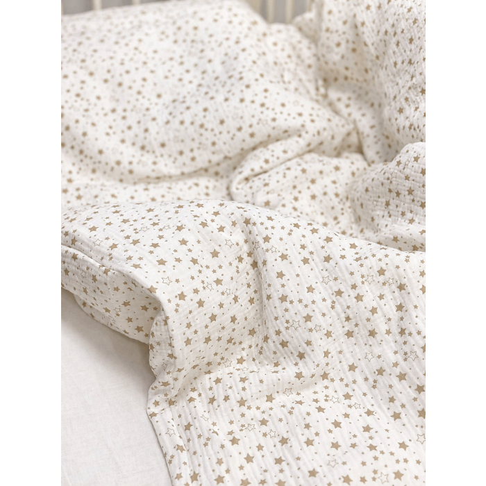 Muslīna (double gauze) gultas veļas komplekts Mini Stars, 110x140, 40x60 cm||TavsSapnis