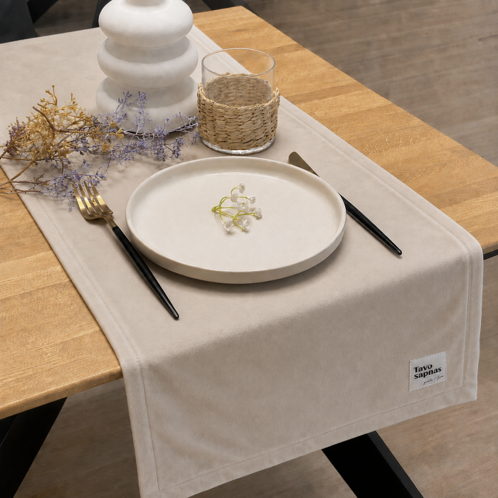 Samts galda celiņš  Beige, 40x145 cm||TavsSapnis